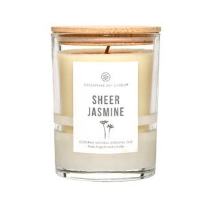 NWT Chesapeake Bay Candle Sheer Jasmine Half Frosted Glasses Jar